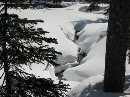 Newton Creek in the depths of winter. This creek is about 5 feet wide and at the bottom of about a 12 foot deep snow canyon.