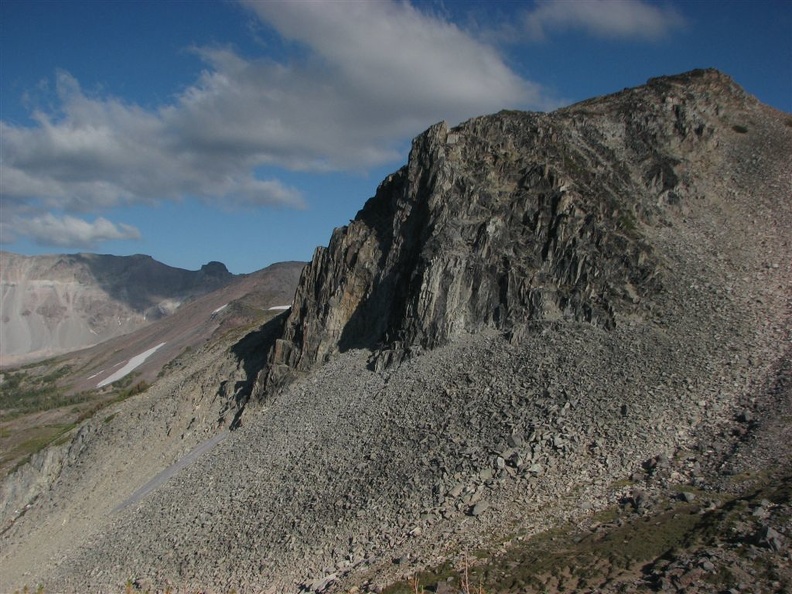 Looking at a nearby mountain from above the Wonderland Trail. This was taken between Moraine Park and Mystic Lake.