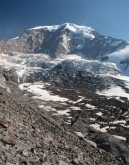 The Carbon Glacier flowing down from Mt. Rainier.