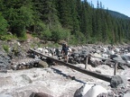Steve crossing Winthrop Creek. It looks like this log could wash out on a hot day. I expect it will disappear in the fall rains.