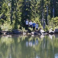The other 4 hikers on our backpacking trip pose next to Jude Lake.