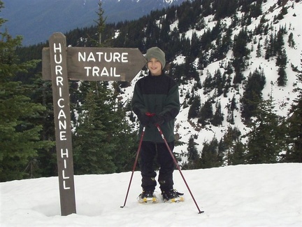 Zachary at the trail marker.