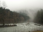 Full rivers make themselves a new path.  Here the Elwha has expanded due to the snow melt.
