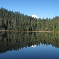 Only the summit of Mt. Hood can be seen from the southern end of Upper Twin Lake.  