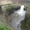 Palouse Falls plunges over a basalt precipice and makes quite a show in the spring. This is from the overlook near the parking lot.