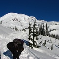 What a rare winter day where the sky is azure blue and the snow titanium white. With no new snow for the past several days, a perfect day for a snowshoe trip.