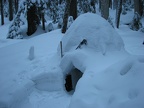Completed igloo covered with new snow.