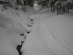 Here is the Wonderland Trail. Because water tends to flow over the trail, the snow gets melted.