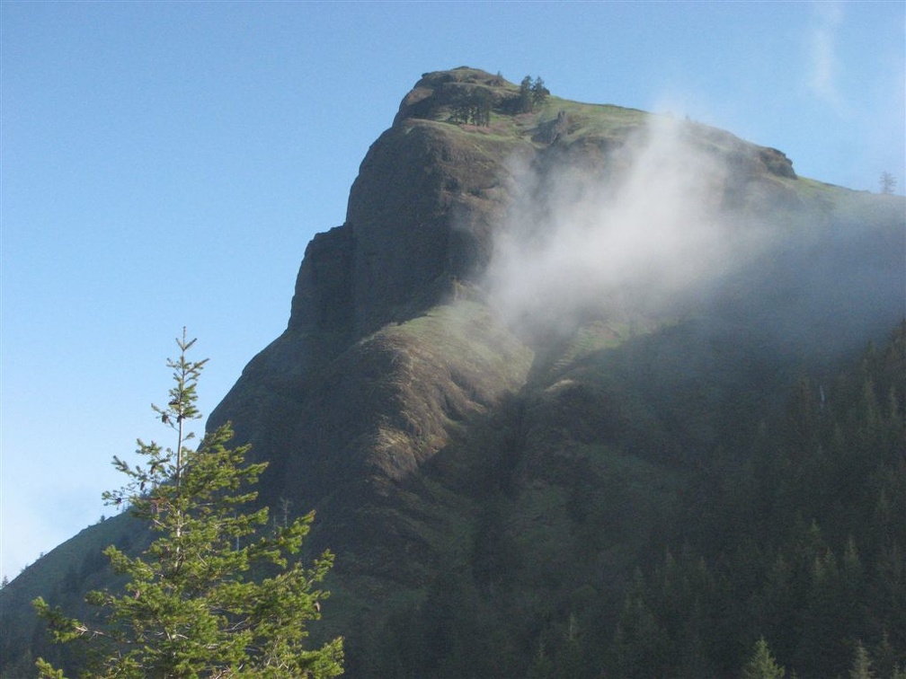 Saddle Mountain emerges from the coastal fog as seen from the Humbug Mountain viewpoint.