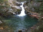 Take a break on a bench above these falls on Siouxon Creek and contemplate the emerald waters of the pool below the falls.