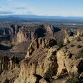 From the east side of Smith Rock State Park, there is a great view of the park and the Three Sisters beyond.