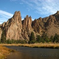 The Crooked River flows lazily past the spires of Smith Rock State Park.