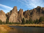 The Crooked River flows lazily past the spires of Smith Rock State Park.