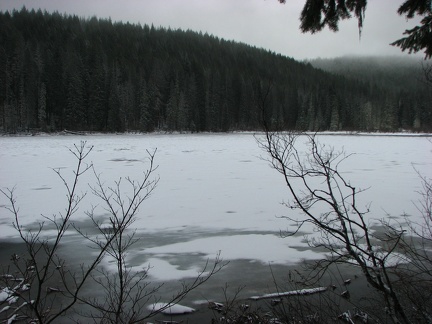 Lake Anne is the first lake that you pass. It is slowly melting out.