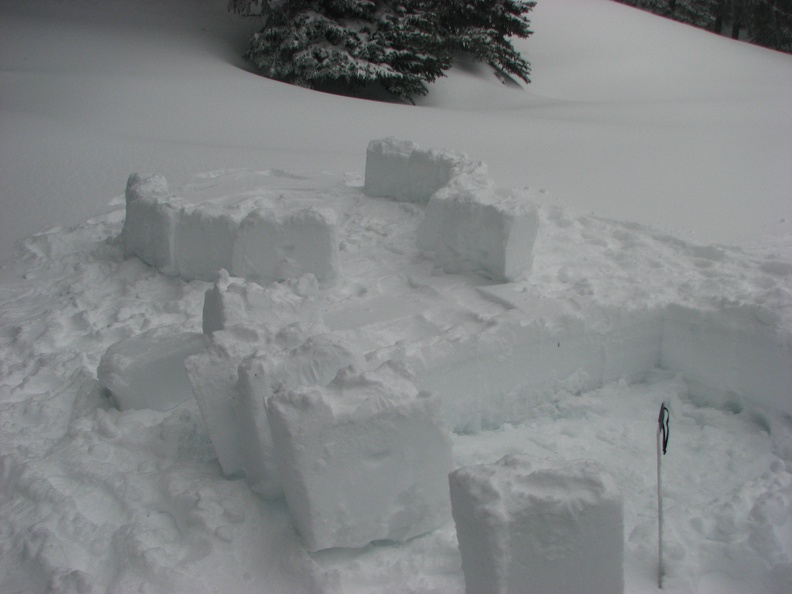 Here are blocks that I use for the first leyer of the igloo. Photo courtesy of Justin Gnarly Byington.