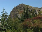 The Bluff Mountain Trail goes around this hunk of rock.