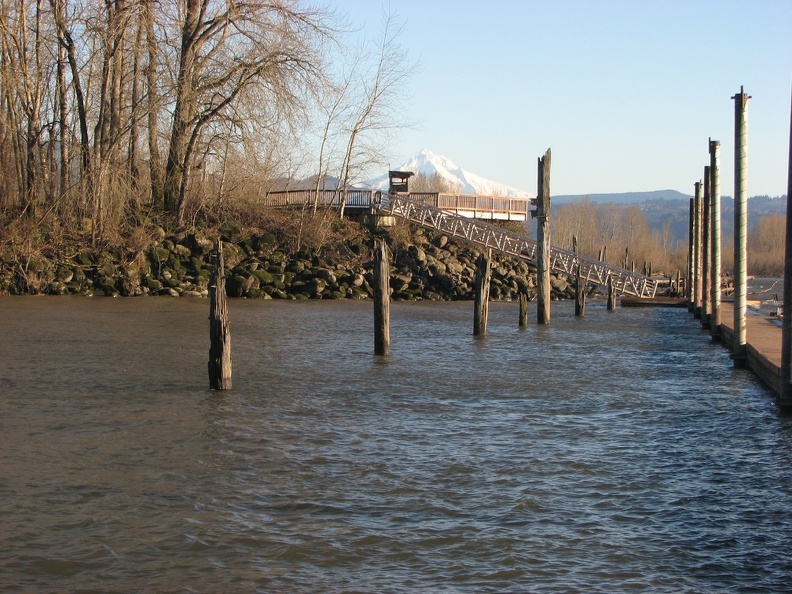 Mt. Hood from the dock at Steamboat Landing at the west end of the Steigerwald Lake Trail in Washougal, WA.