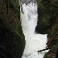 This is a 60 foot waterfall on Oneonta Creek on Horsetail Creek Trail, just above the steel and wood bridge over Oneonta Creek. Oneonta Falls is just downstream from this waterfall.