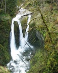 Triple Falls on Oneonta Creek in the Colubmia River Gorge. The falls are about 120 feet tall.