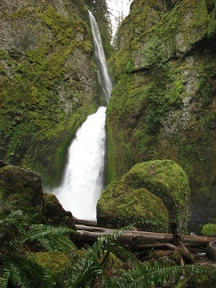 Wahclella Falls and boulders from 1973 landslide