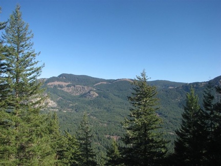 Looking east from a rocky scree slope along the Wind Mountain Trail.