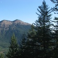 Looking east at Dog Mountain from a rocky scree slope along the Wind Mountain Trail.