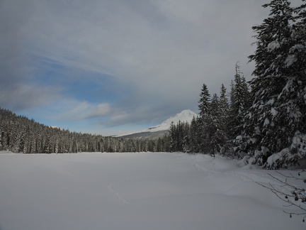 There were several snow campers on the shore of Trillium Lake.