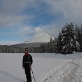 The skies over Mt. Hood were clearing as we snowshoed along Trillium Lake