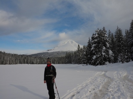 The skies over Mt. Hood were clearing as we snowshoed along Trillium Lake