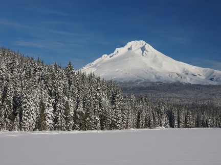 All the clouds have left Mt. Hood for the moment.