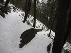 The rockwork along the trail shows up nicely when the trail and hillside are covered in snow.