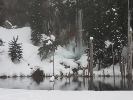 The waterfall behind June Lake