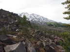 The Loowit Trail passing through the rock-strewn landscape.