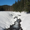You have to walk on the snowmobile trail when you cross the creek.