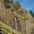 A small waterfall high above the trail